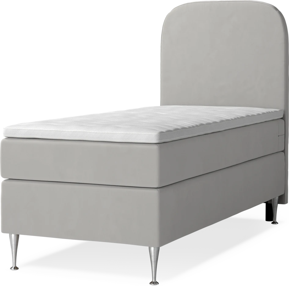 New York - Kontinentalsäng, enkelsäng med bäddmadrass, sängben och sänggavel slät - Grå