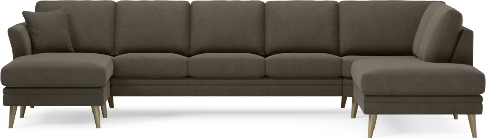Eden - 3-sits soffa med schäslong vänster och divan höger - Brun