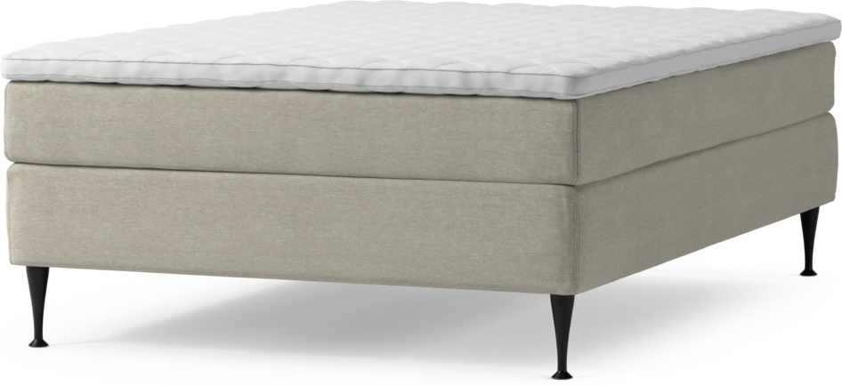 Delux Sense - Kontinentalsäng, enkelsäng 140 cm med bäddmadrass och sängben - Beige
