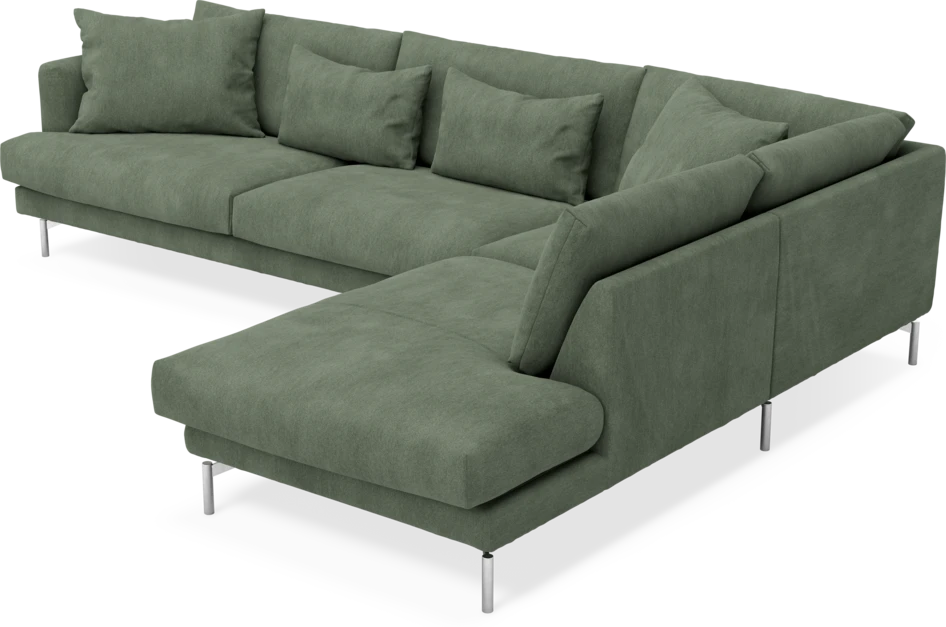 Harper - 3-sits soffa med divan höger - Grön