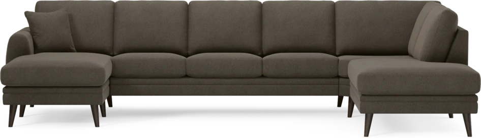 Eden - 3-sits soffa med schäslong vänster och divan höger - Brun
