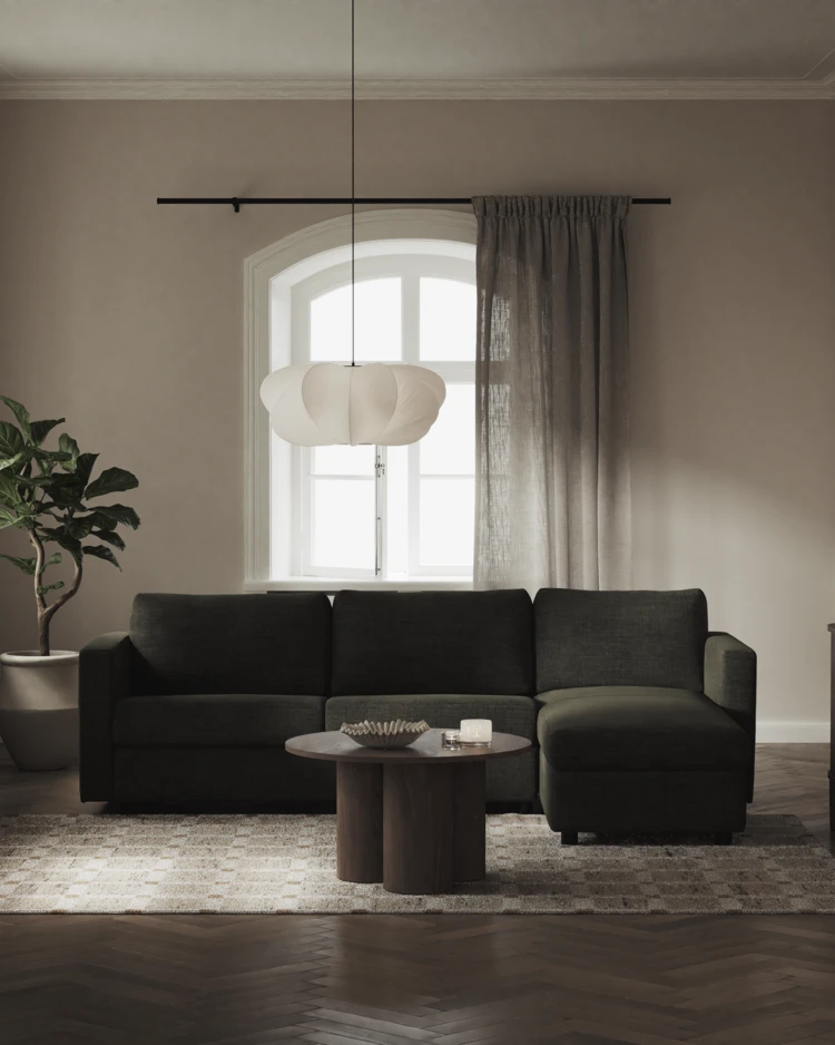 Lindö - Bäddsoffa 2,5-sits med schäslong, vändbar - inspiration