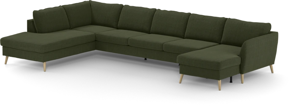 County - 4-sits soffa med divan vänster och schäslong höger - Grön
