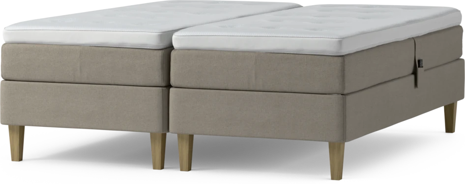 Delux Sense - Ställbar säng, dubbelsäng med bäddmadrass och sängben - Beige