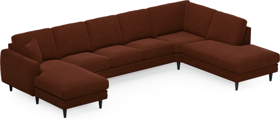 Eden - 3-sits soffa med schäslong vänster och divan höger - Orange