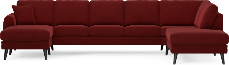 Eden - 3-sits soffa med schäslong vänster och divan höger - Röd