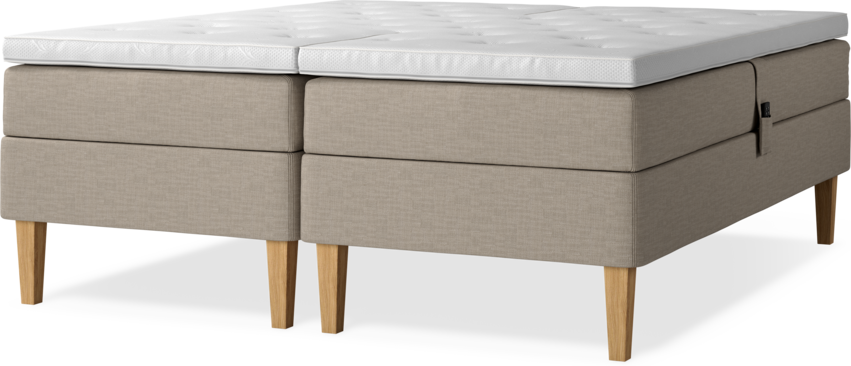 Delux Sense - Ställbar säng, dubbelsäng med bäddmadrass - Beige
