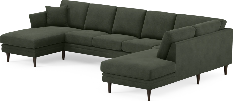 Eden - 3-sits soffa med schäslong vänster och divan höger - Grön