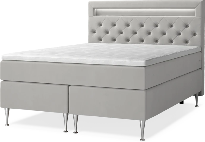 New York Supreme, Kontinentalsäng, dubbelsäng med bäddmadrass, sängben och sänggavel LED