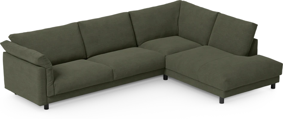 Cherrie - 3-sits soffa med divan höger, fast klädsel - Grön