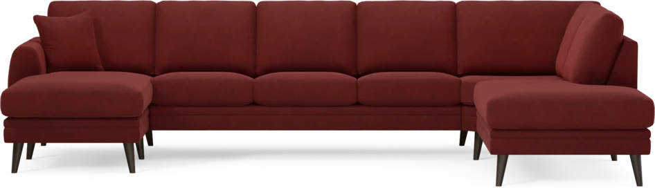 Eden - 3-sits soffa med schäslong vänster och divan höger - Röd