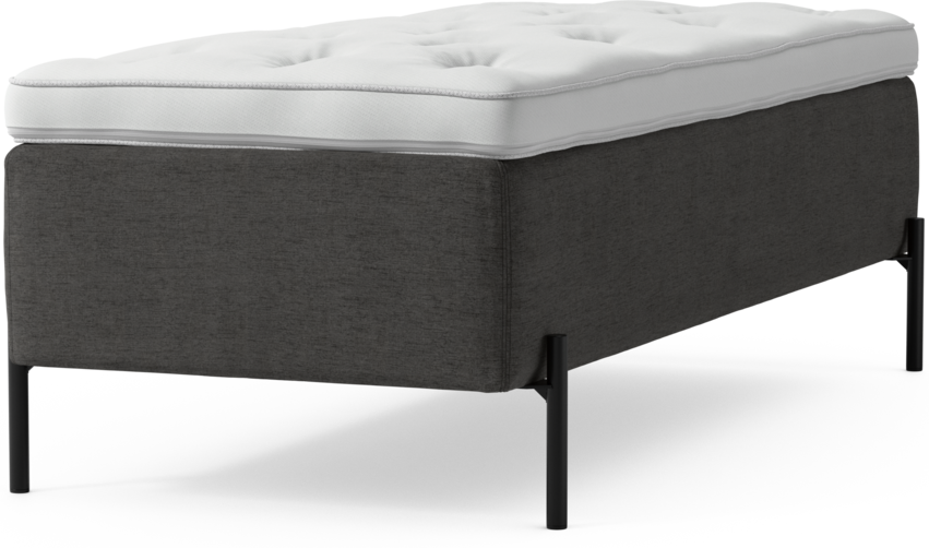 Delux Dream - Ramsäng, enkelsäng med bäddmadrass och sängben - Grå