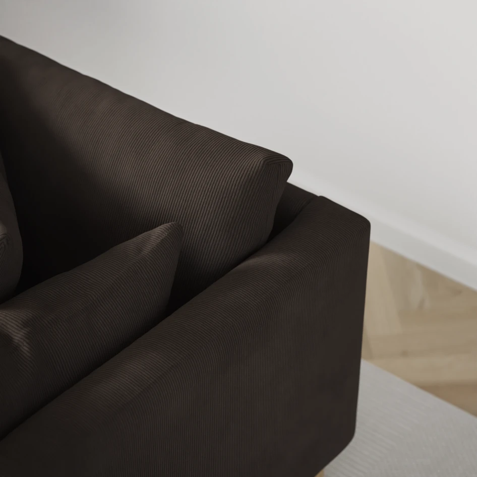 Harper - 3-sits soffa med divan höger - Brun