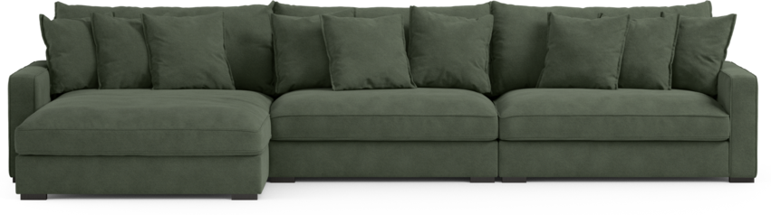 Rossi - 4-sits soffa med schäslong XL vänster - Grön