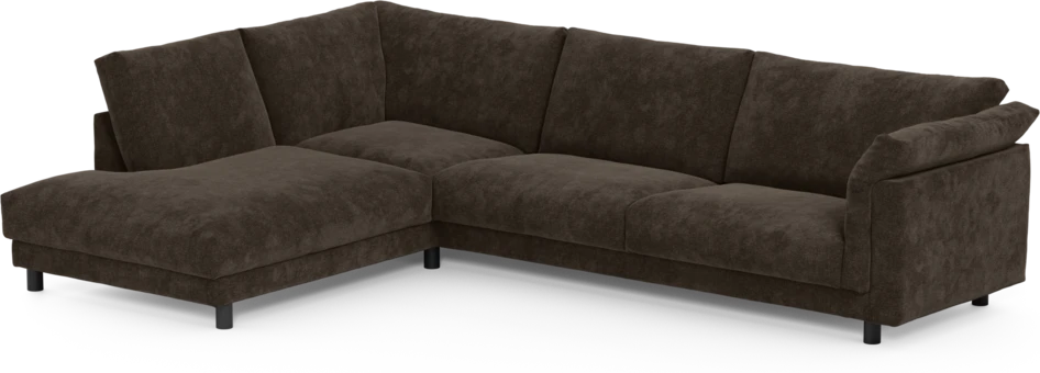 Cherrie - 3-sits soffa med divan vänster, fast klädsel - Brun