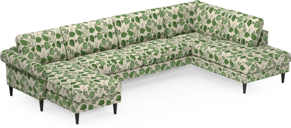 Bridge - 3-sits soffa med schäslong vänster och divan höger - Grön