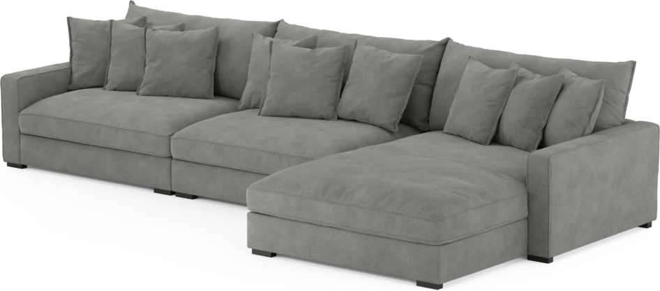 Rossi - 4-sits soffa med schäslong XL höger - Grå