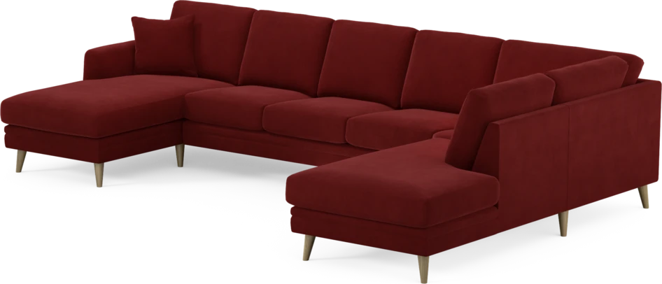 Eden - 3-sits soffa med schäslong vänster och divan höger - Röd