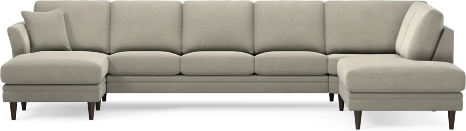 Eden - 3-sits soffa med schäslong vänster och divan höger - Brun