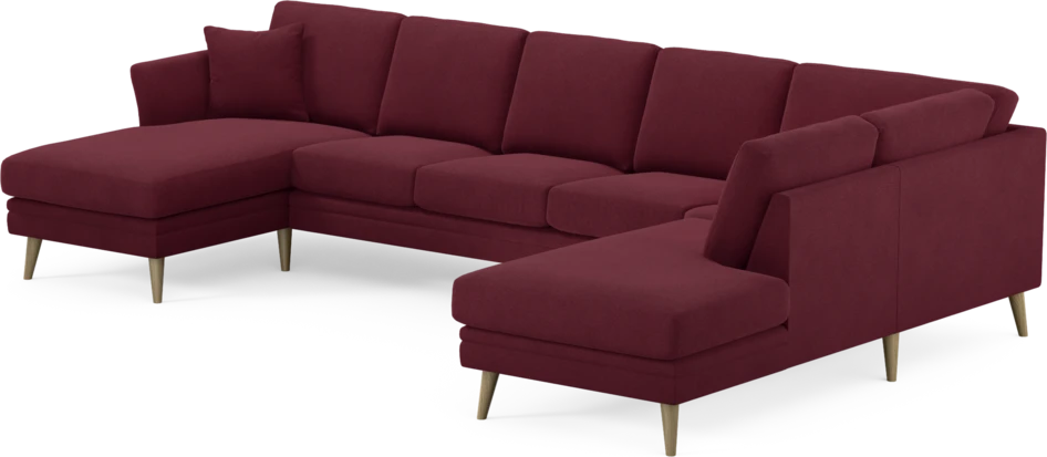 Eden - 3-sits soffa med schäslong vänster och divan höger - Röd