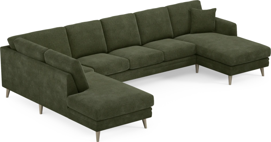 Eden - 3-sits soffa med divan vänster och schäslong höger - Grön