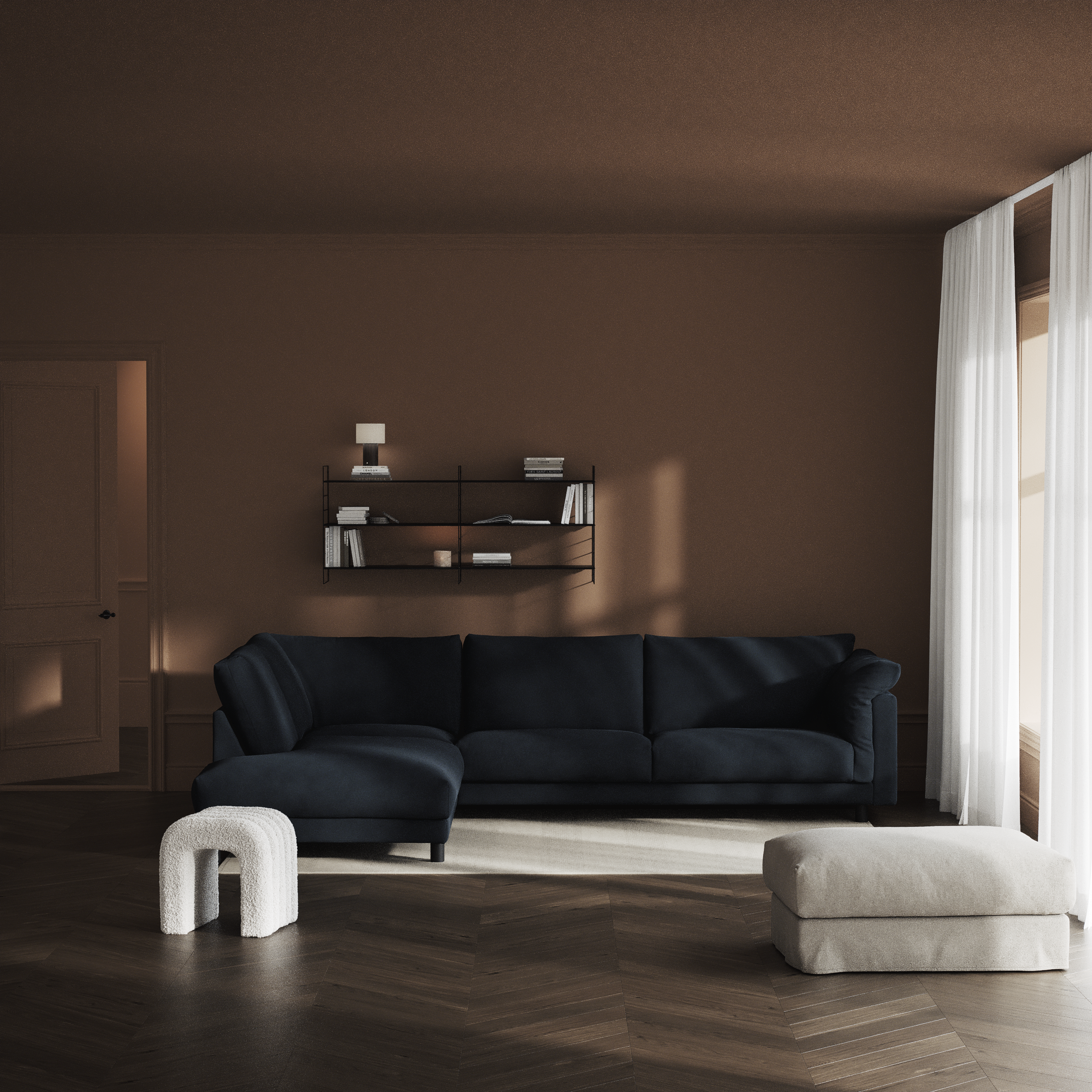 Cherrie - 3-sits soffa med divan vänster, fast klädsel - inspiration