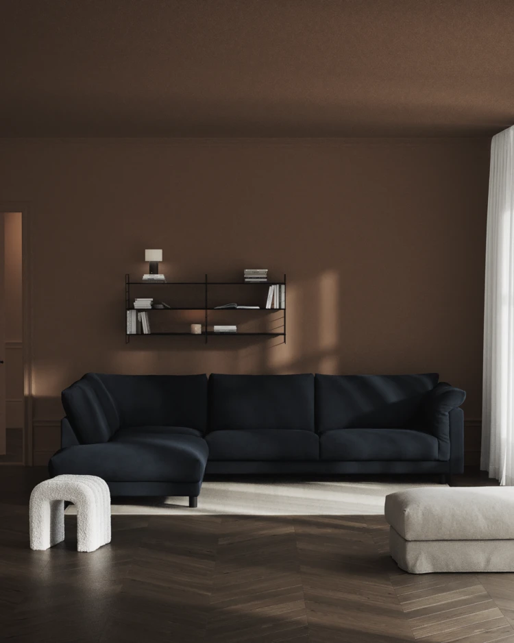 Cherrie - 3-sits soffa med divan vänster, fast klädsel - inspiration