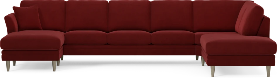 Eden - 3-sits soffa med schäslong vänster och divan höger - Röd