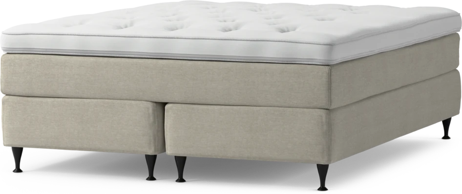 Delux Sense - Kontinentalsäng, dubbelsäng med bäddmadrass och sängben - Beige