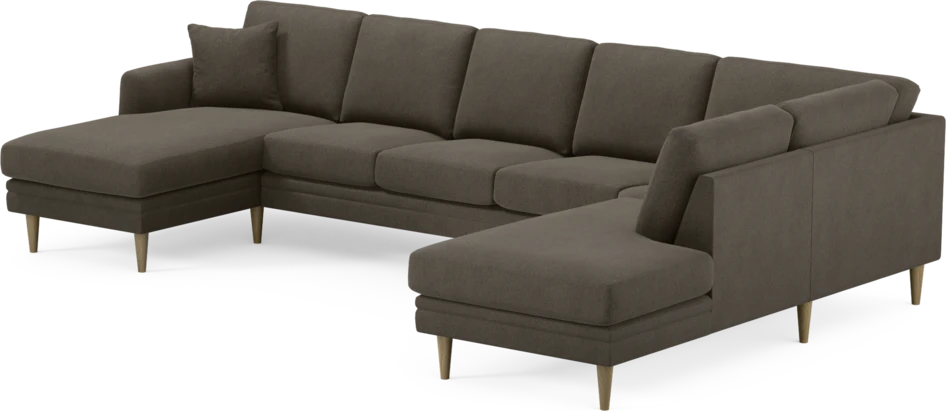 Eden - 3-sits soffa med schäslong vänster och divan höger - Brun