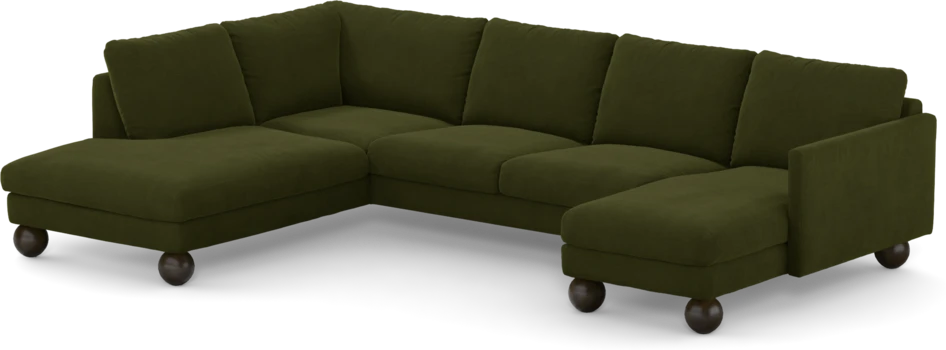 Madison - 2-sits soffa med divan vänster och schäslong höger - Grön