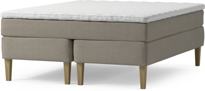 Delux Sense - Kontinentalsäng, dubbelsäng med bäddmadrass och sängben - Beige