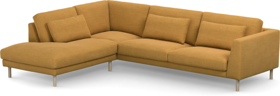 Willow - 3-sits soffa med divan vänster, fast klädsel - Gul