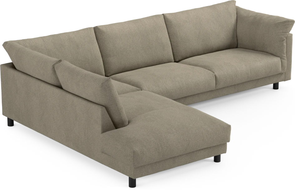 Cherrie - 3-sits soffa med divan vänster, fast klädsel - Grå