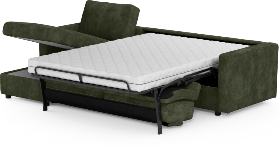 Lindö - Bäddsoffa 2,5-sits med schäslong, vändbar - Grön