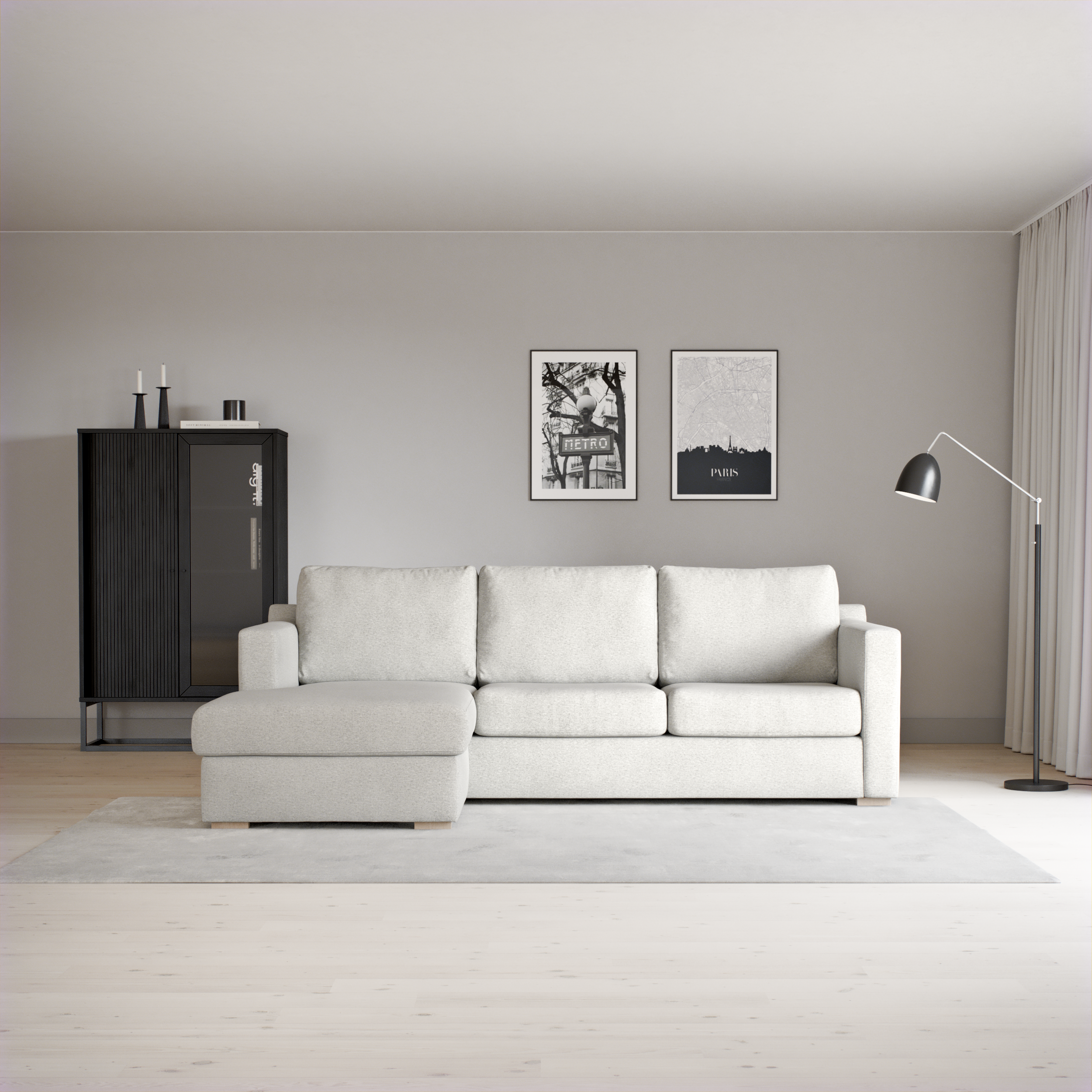 Friday, 3-sits soffa med schäslong vänster