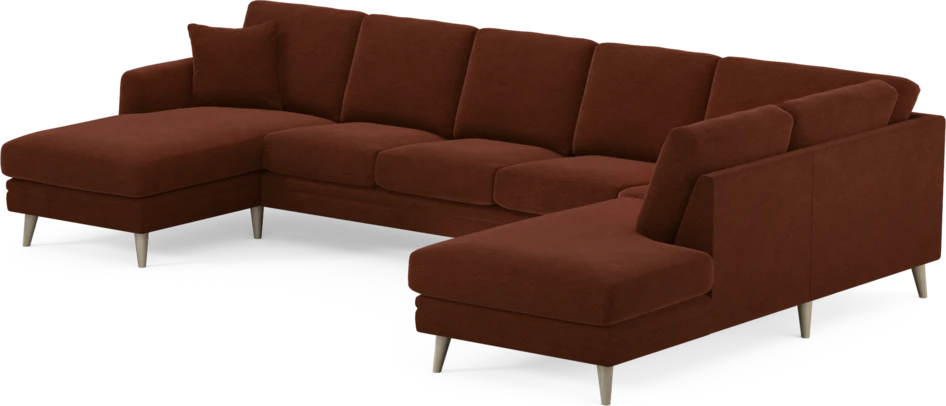 Eden - 3-sits soffa med schäslong vänster och divan höger - Orange