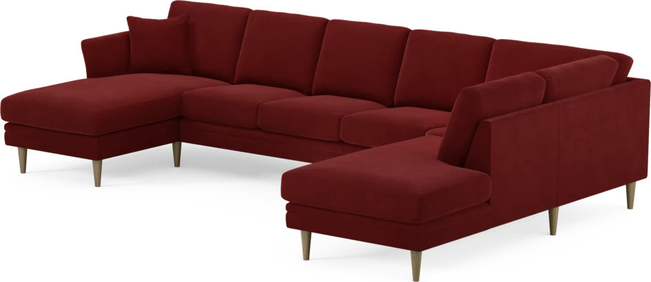 Eden - 3-sits soffa med schäslong vänster och divan höger - Röd