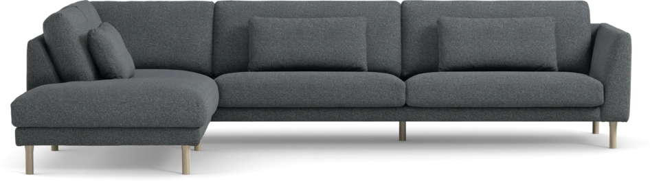 Willow - 4-sits soffa med divan vänster, fast klädsel - Blå