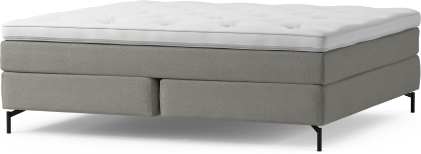 Delux Sense - Kontinentalsäng, dubbelsäng med bäddmadrass och sängben - Grå