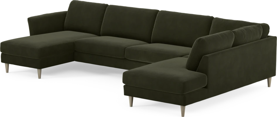 Bridge - 3-sits soffa med schäslong vänster och divan höger - Grön
