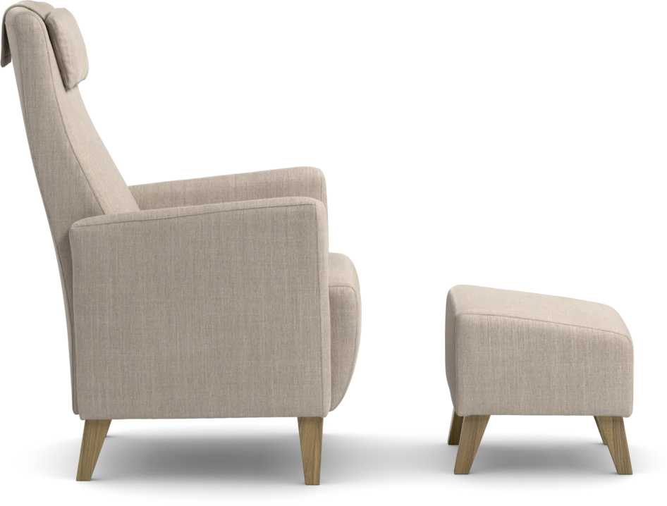 Erik - Fåtölj med fotpall - Beige