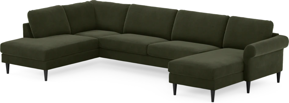 Bridge - 3-sits soffa med divan vänster och schäslong höger - Grön