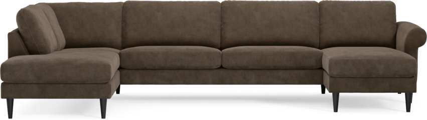 Bridge - 3-sits soffa med divan vänster och schäslong höger - Brun