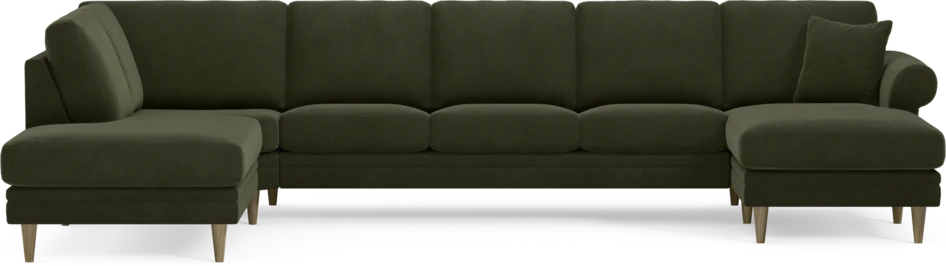 Eden - 3-sits soffa med divan vänster och schäslong höger - Grön