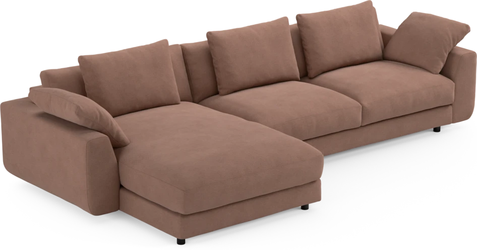 Amie - 3-sits med schäslong vänster - Rosa