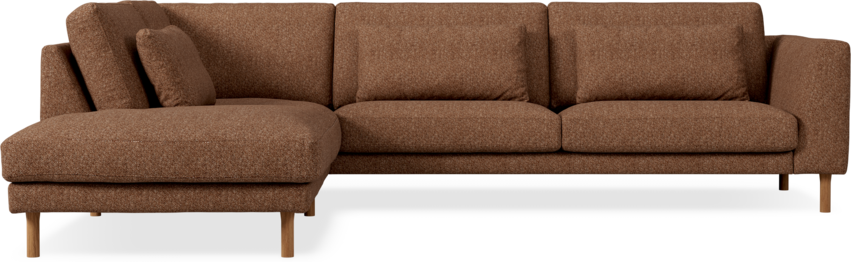 Willow - 3-sits soffa med divan vänster, fast klädsel - Orange