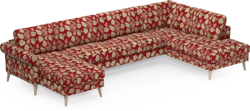 Bridge - 3-sits soffa med schäslong vänster och divan höger - Röd