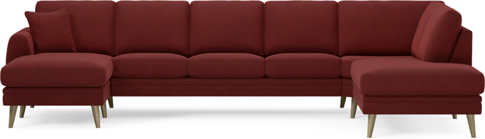 Eden - 3-sits soffa med schäslong vänster och divan höger - Röd