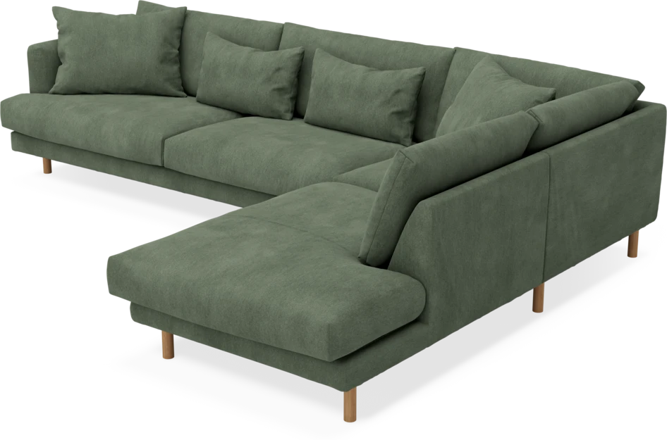Harper - 3-sits soffa med divan höger - Grön